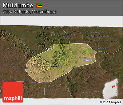 Satellite 3D Map of Muidumbe, darken