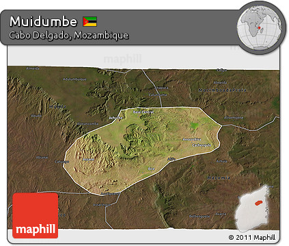 Satellite 3D Map of Muidumbe, darken