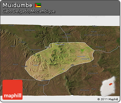 Satellite 3D Map of Muidumbe, darken