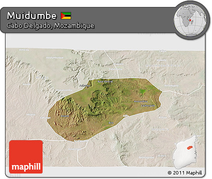 Satellite 3D Map of Muidumbe, lighten