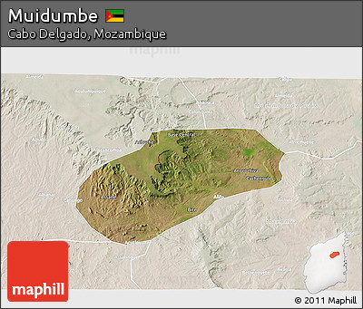 Satellite 3D Map of Muidumbe, lighten
