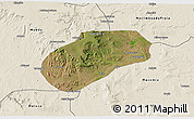 Satellite 3D Map of Muidumbe, shaded relief outside