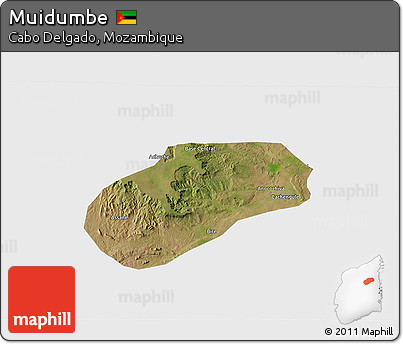Satellite 3D Map of Muidumbe, single color outside