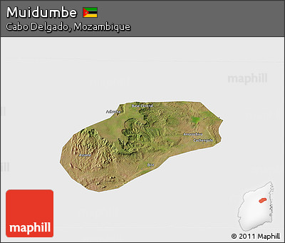Satellite 3D Map of Muidumbe, single color outside