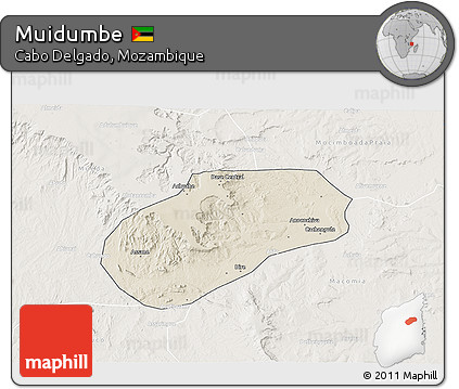 Shaded Relief 3D Map of Muidumbe, lighten