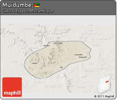 Shaded Relief 3D Map of Muidumbe, lighten