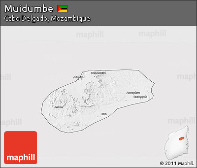 Silver Style 3D Map of Muidumbe, single color outside
