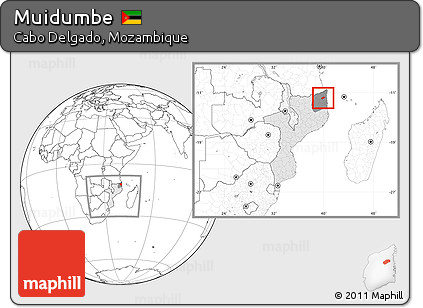 Blank Location Map of Muidumbe, highlighted country, highlighted parent region, within the entire country