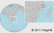 Gray Location Map of Muidumbe, within the entire country