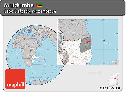 Gray Location Map of Muidumbe, highlighted country, highlighted parent region