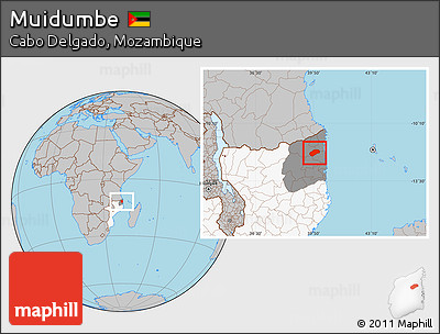 Gray Location Map of Muidumbe, highlighted country, highlighted parent region