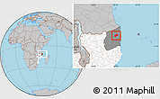 Gray Location Map of Muidumbe, highlighted country, highlighted parent region