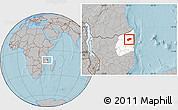 Gray Location Map of Muidumbe, highlighted parent region, hill shading