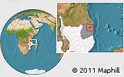Satellite Location Map of Muidumbe, highlighted country, highlighted parent region