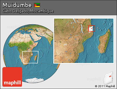 Satellite Location Map of Muidumbe, highlighted parent region, within the entire country