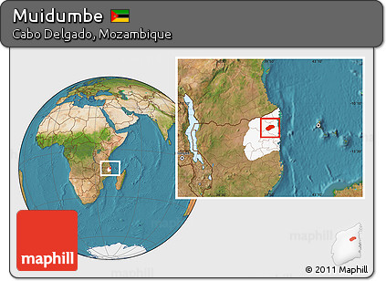 Satellite Location Map of Muidumbe, highlighted parent region