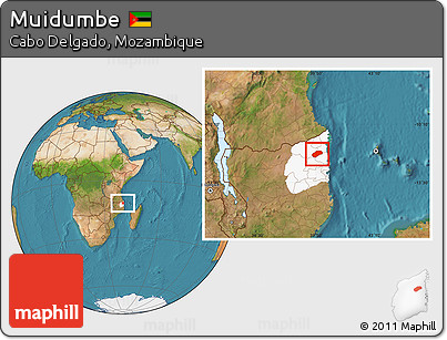 Satellite Location Map of Muidumbe, highlighted parent region