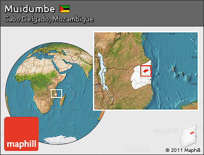 Satellite Location Map of Muidumbe, highlighted parent region