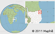 Savanna Style Location Map of Muidumbe, highlighted country