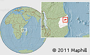 Savanna Style Location Map of Muidumbe, highlighted parent region, hill shading