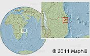 Savanna Style Location Map of Muidumbe, hill shading