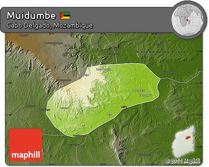 Physical Map of Muidumbe, darken
