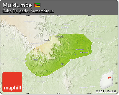 Physical Map of Muidumbe, lighten