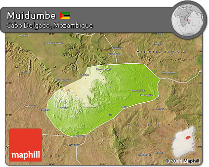 Physical Map of Muidumbe, satellite outside