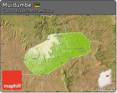 Physical Map of Muidumbe, satellite outside