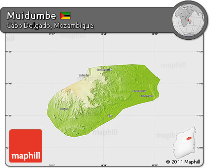 Physical Map of Muidumbe, single color outside