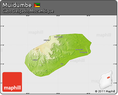 Physical Map of Muidumbe, single color outside