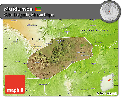 Satellite Map of Muidumbe, physical outside