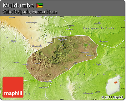 Satellite Map of Muidumbe, physical outside
