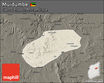 Shaded Relief Map of Muidumbe, darken