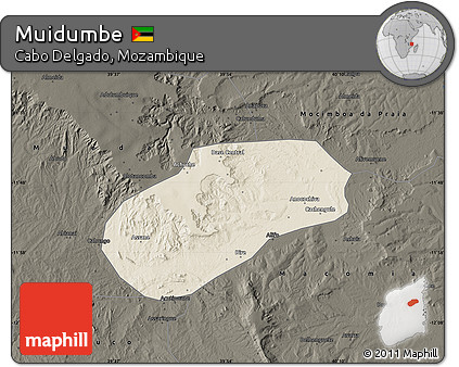 Shaded Relief Map of Muidumbe, darken