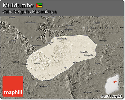 Shaded Relief Map of Muidumbe, darken