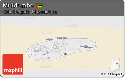 Classic Style Panoramic Map of Muidumbe, single color outside