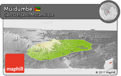 Physical Panoramic Map of Muidumbe, desaturated