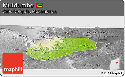 Physical Panoramic Map of Muidumbe, desaturated