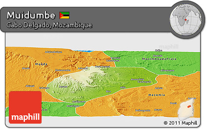 Physical Panoramic Map of Muidumbe, political outside