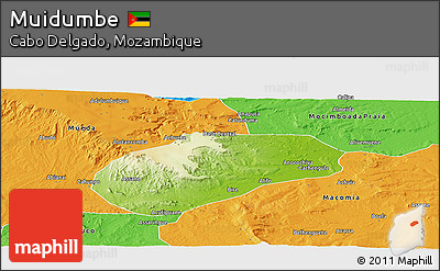 Physical Panoramic Map of Muidumbe, political outside