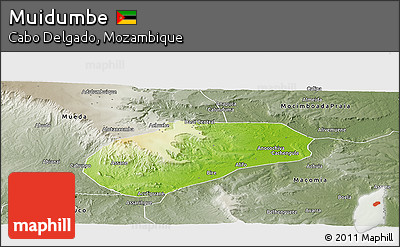 Physical Panoramic Map of Muidumbe, semi-desaturated