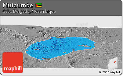 Political Panoramic Map of Muidumbe, desaturated