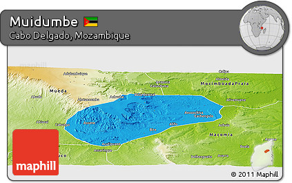 Political Panoramic Map of Muidumbe, physical outside
