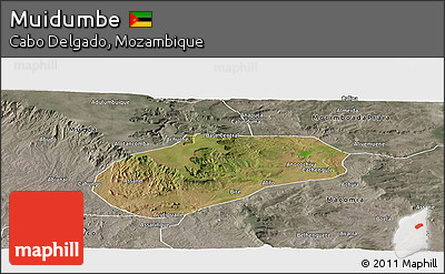 Satellite Panoramic Map of Muidumbe, semi-desaturated