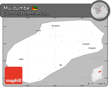 Gray Simple Map of Muidumbe, single color outside