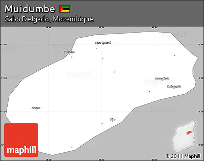 Gray Simple Map of Muidumbe, single color outside