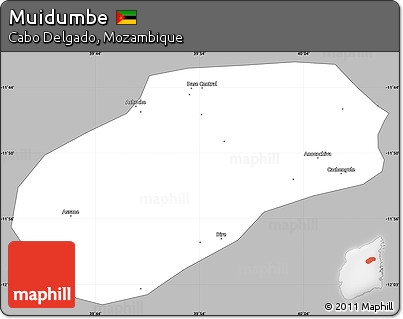 Gray Simple Map of Muidumbe, single color outside