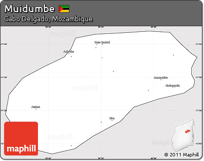 Silver Style Simple Map of Muidumbe, cropped outside