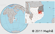 Gray Location Map of Namuno, highlighted country, highlighted parent region